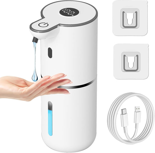 Automatic Liquid Soap Dispenser Touchless, USB Rechargeable Smart Hand Soap Dispenser, 6-Level Adjustable, 12.8Oz/380Ml Wall Mount for Bathroom Kitchen Dish Soap